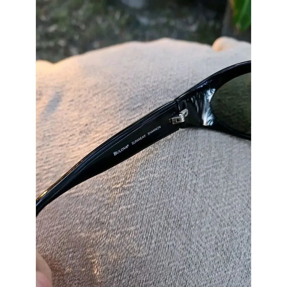 BULOVA BLACK Cat Eye Sunglasses‎ Shannon Sunwear Gold Logo
